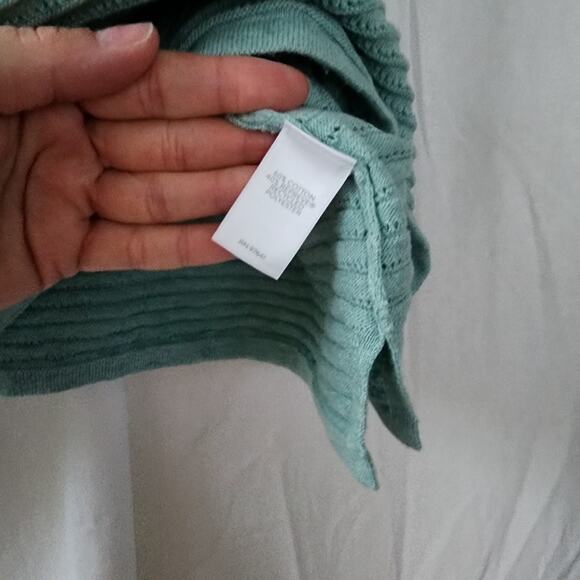 J. Jill Wearever Textured Short-Sleeve Pullover size XL mint green ribbed boho - Picture 7 of 11